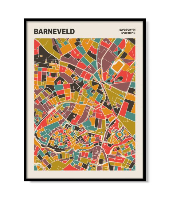 Plattegrond poster Licht Barneveld mozaiek stl 07 mockup lijst 05 | Funky Fellow