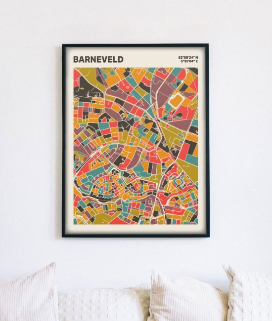 Plattegrond poster Licht Barneveld mozaiek stl 07 mockup lijst muur bank 02 | Funky Fellow