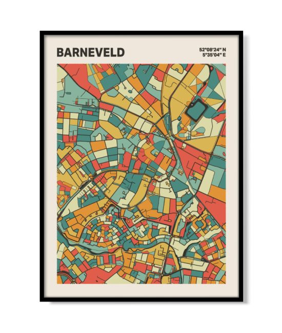 Plattegrond poster Licht Barneveld mozaiek stl 08 mockup lijst 05 | Funky Fellow