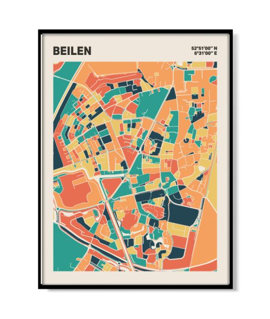 Plattegrond poster Licht Beilen mozaiek stl 01 | Funky Fellow
