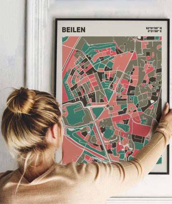 Plattegrond poster Licht Beilen mozaiek stl 02 | Funky Fellow
