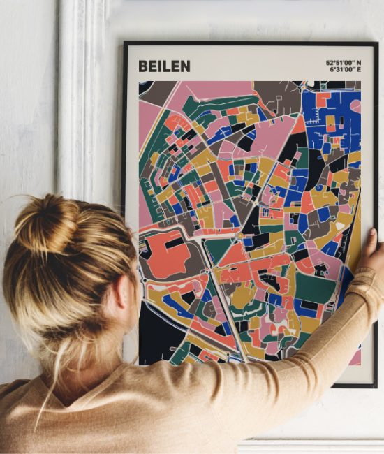 Plattegrond poster Licht Beilen mozaiek stl 05 | Funky Fellow