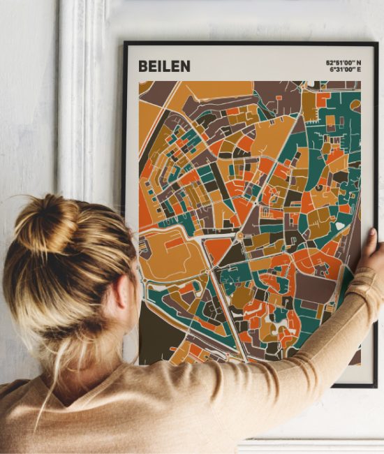 Plattegrond poster Licht Beilen mozaiek stl 06 | Funky Fellow
