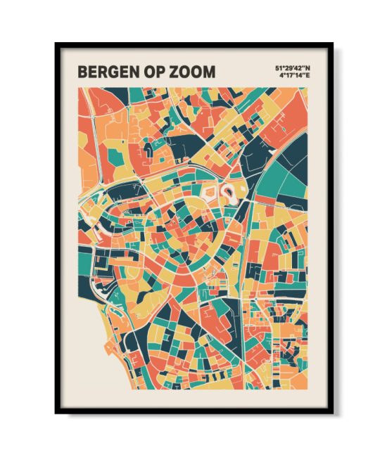 Plattegrond poster Licht Bergen op Zoom mozaiek stl 01 mockup lijst 05 | Funky Fellow
