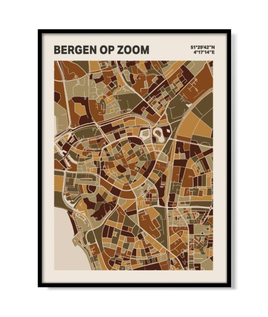 Plattegrond poster Licht Bergen op Zoom mozaiek stl 03 mockup lijst 05 | Funky Fellow