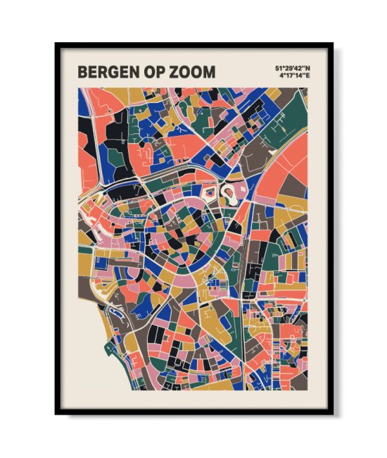 Plattegrond poster Licht Bergen op Zoom mozaiek stl 05 mockup lijst 05 | Funky Fellow