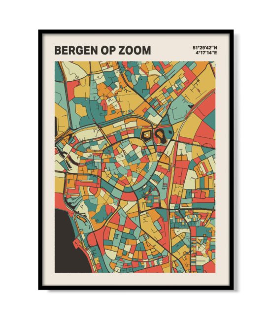 Plattegrond poster Licht Bergen op Zoom mozaiek stl 08 mockup lijst 05 | Funky Fellow