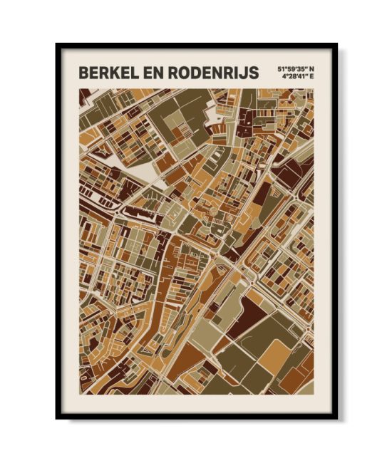Plattegrond poster Licht Berkel en Rodenrijs mozaiek stl 03 mockup lijst 05 | Funky Fellow