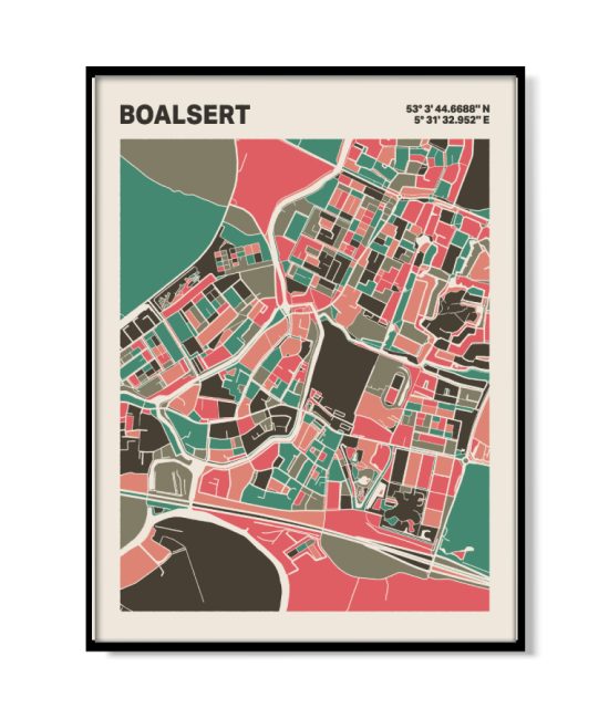 Plattegrond poster Licht Boalsert mozaiek stl 02 | Funky Fellow
