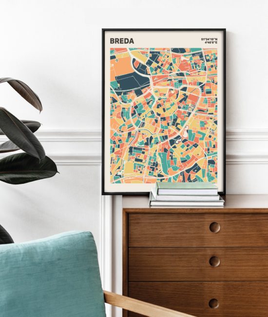 Plattegrond poster Licht Breda mozaiek stl 01 Mockup stoel kast lijst 03 | Funky Fellow
