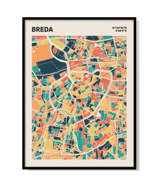 Plattegrond poster Licht Breda mozaiek stl 01 mockup lijst 05 | Funky Fellow