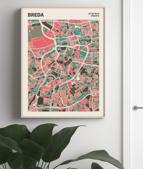 Plattegrond poster Licht Breda mozaiek stl 02 Mockup muur plant lijst 04 | Funky Fellow