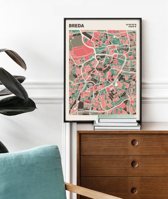 Plattegrond poster Licht Breda mozaiek stl 02 Mockup stoel kast lijst 03 | Funky Fellow