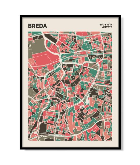 Plattegrond poster Licht Breda mozaiek stl 02 mockup lijst 05 | Funky Fellow