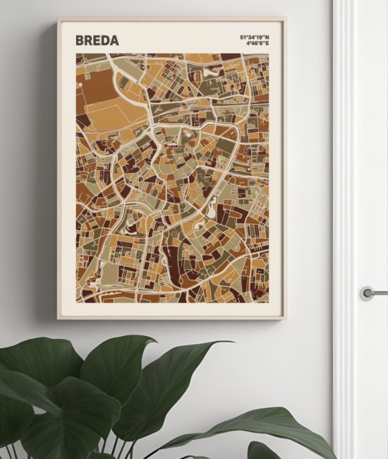 Plattegrond poster Licht Breda mozaiek stl 03 Mockup muur plant lijst 04 | Funky Fellow
