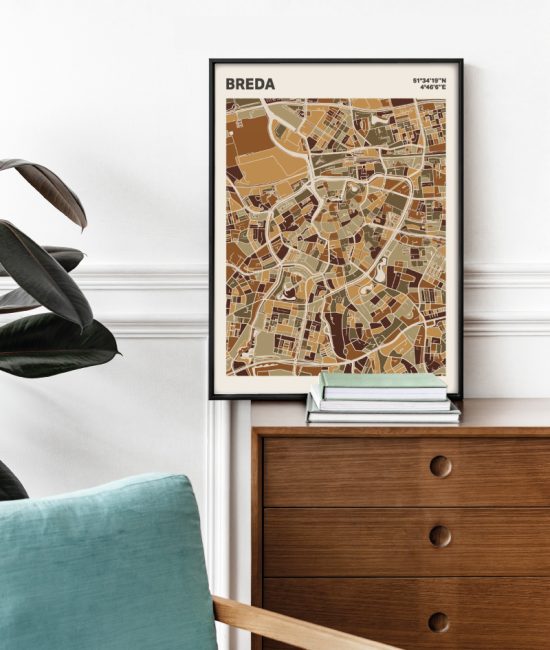 Plattegrond poster Licht Breda mozaiek stl 03 Mockup stoel kast lijst 03 | Funky Fellow
