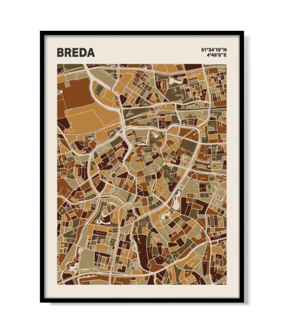 Plattegrond poster Licht Breda mozaiek stl 03 mockup lijst 05 | Funky Fellow