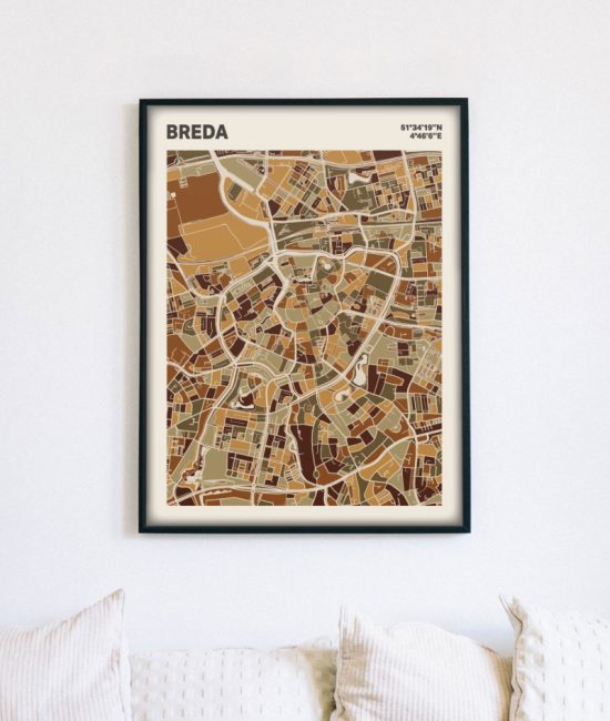 Plattegrond poster Licht Breda mozaiek stl 03 mockup lijst muur bank 02 | Funky Fellow