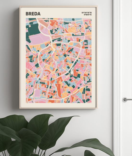 Plattegrond poster Licht Breda mozaiek stl 04 Mockup muur plant lijst 04 | Funky Fellow