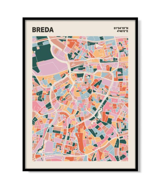 Plattegrond poster Licht Breda mozaiek stl 04 mockup lijst 05 | Funky Fellow