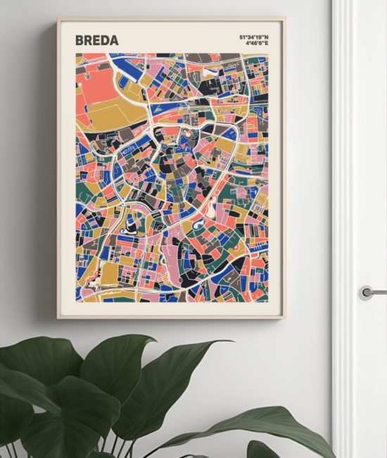 Plattegrond poster Licht Breda mozaiek stl 05 Mockup muur plant lijst 04 | Funky Fellow