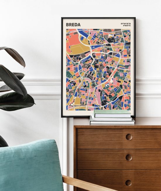 Plattegrond poster Licht Breda mozaiek stl 05 Mockup stoel kast lijst 03 | Funky Fellow