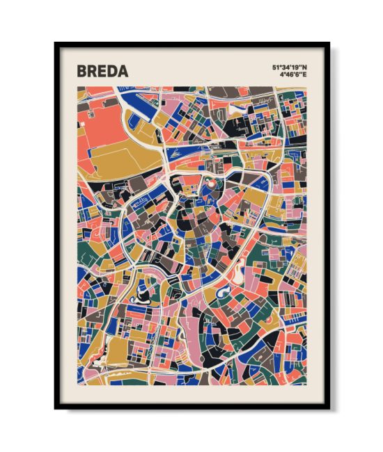 Plattegrond poster Licht Breda mozaiek stl 05 mockup lijst 05 | Funky Fellow