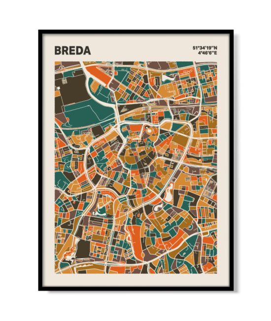 Plattegrond poster Licht Breda mozaiek stl 06 mockup lijst 05 | Funky Fellow
