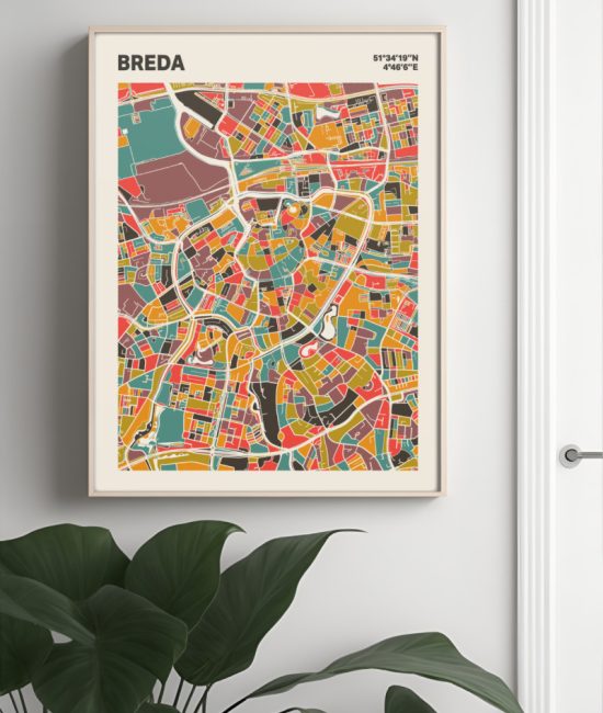 Plattegrond poster Licht Breda mozaiek stl 07 Mockup muur plant lijst 04 | Funky Fellow