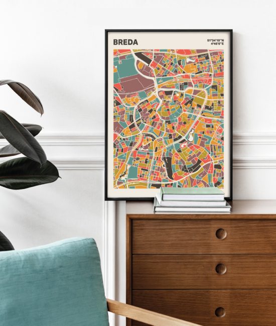 Plattegrond poster Licht Breda mozaiek stl 07 Mockup stoel kast lijst 03 | Funky Fellow
