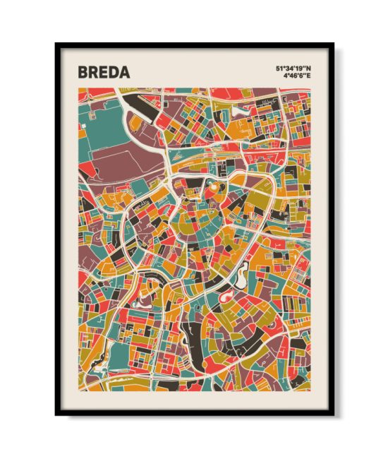 Plattegrond poster Licht Breda mozaiek stl 07 mockup lijst 05 | Funky Fellow