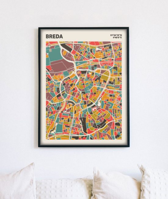 Plattegrond poster Licht Breda mozaiek stl 07 mockup lijst muur bank 02 | Funky Fellow