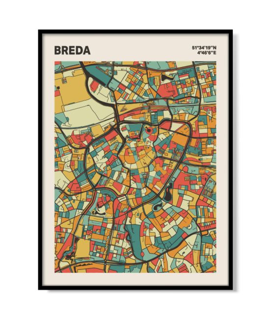 Plattegrond poster Licht Breda mozaiek stl 08 mockup lijst 05 | Funky Fellow
