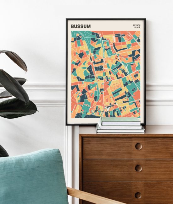 Plattegrond poster Licht Bussum mozaiek stl 01 Mockup stoel kast lijst 03 | Funky Fellow