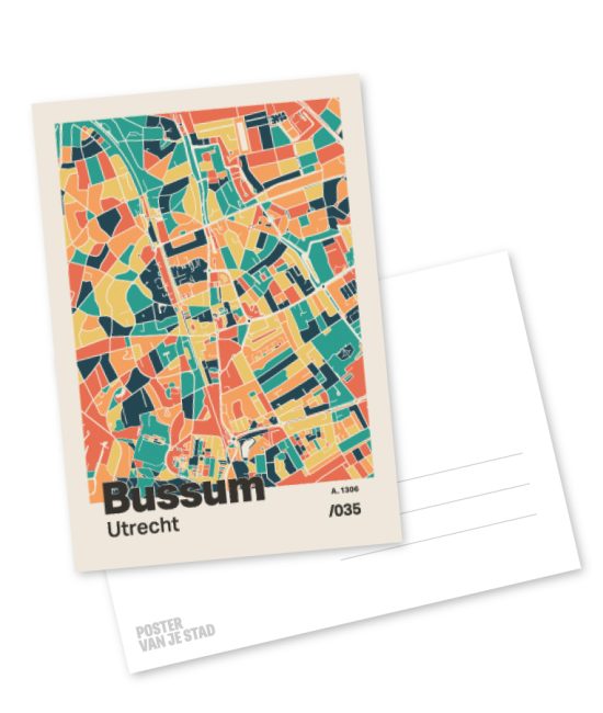 Plattegrond poster Licht Bussum mozaiek stl 01 mockup A6 schaduw voor en achter | Funky Fellow