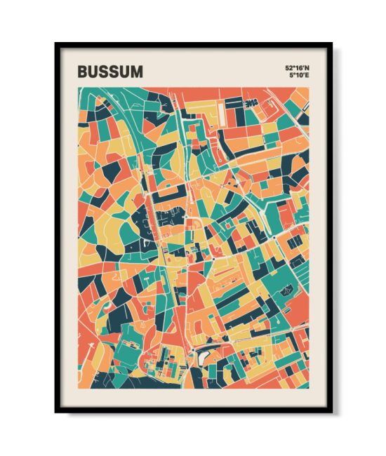 Plattegrond poster Licht Bussum mozaiek stl 01 mockup lijst 05 | Funky Fellow