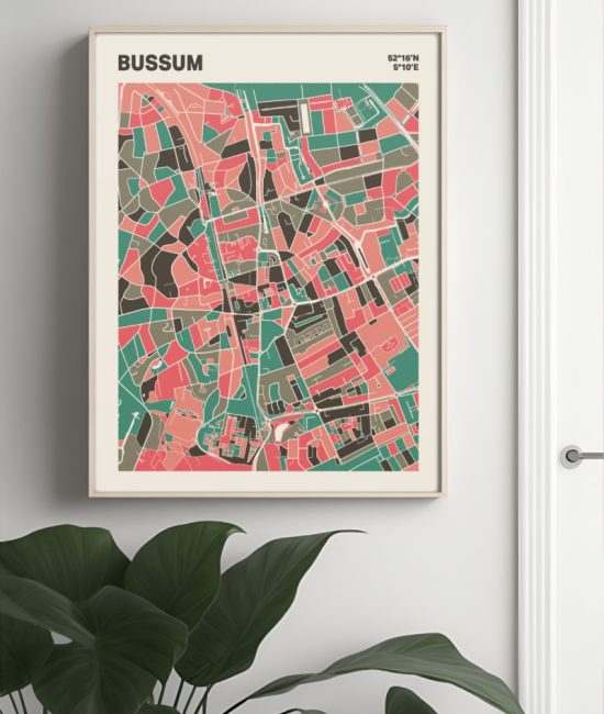 Plattegrond poster Licht Bussum mozaiek stl 02 Mockup muur plant lijst 04 | Funky Fellow