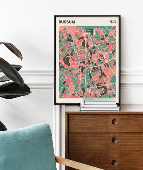 Plattegrond poster Licht Bussum mozaiek stl 02 Mockup stoel kast lijst 03 | Funky Fellow