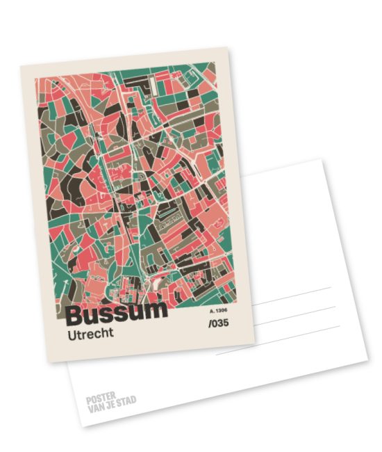 Plattegrond poster Licht Bussum mozaiek stl 02 mockup A6 schaduw voor en achter | Funky Fellow