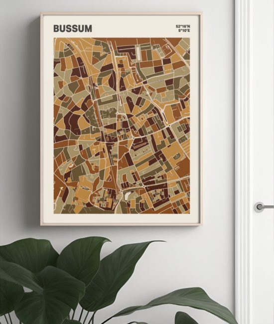 Plattegrond poster Licht Bussum mozaiek stl 03 Mockup muur plant lijst 04 | Funky Fellow