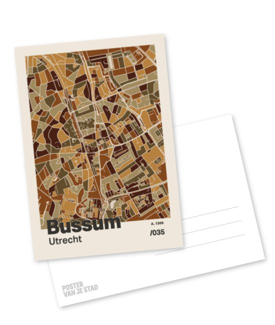 Plattegrond poster Licht Bussum mozaiek stl 03 mockup A6 schaduw voor en achter | Funky Fellow