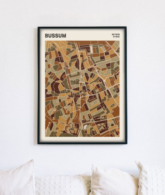 Plattegrond poster Licht Bussum mozaiek stl 03 mockup lijst muur bank 02 | Funky Fellow