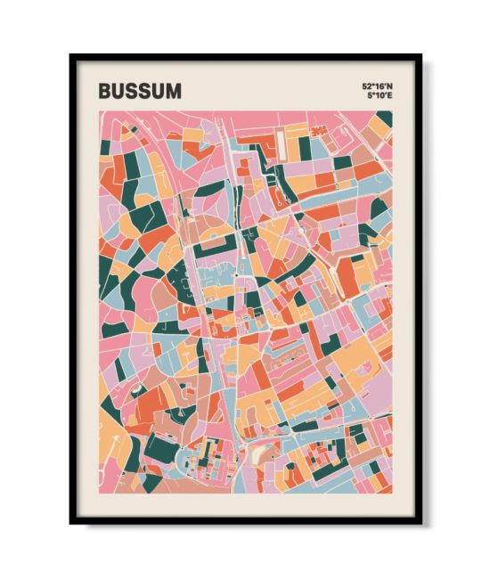 Plattegrond poster Licht Bussum mozaiek stl 04 mockup lijst 05 | Funky Fellow