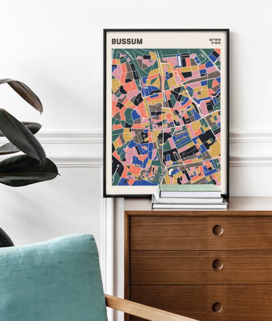 Plattegrond poster Licht Bussum mozaiek stl 05 Mockup stoel kast lijst 03 | Funky Fellow
