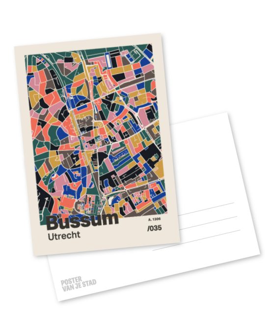 Plattegrond poster Licht Bussum mozaiek stl 05 mockup A6 schaduw voor en achter | Funky Fellow
