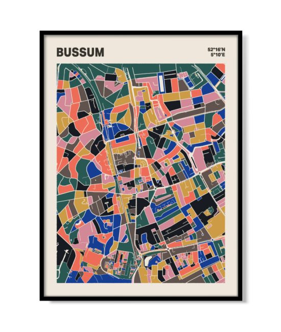 Plattegrond poster Licht Bussum mozaiek stl 05 mockup lijst 05 | Funky Fellow