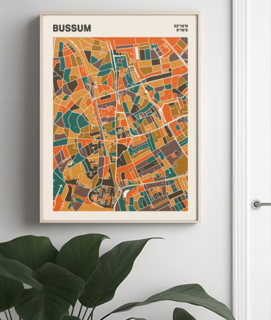 Plattegrond poster Licht Bussum mozaiek stl 06 Mockup muur plant lijst 04 | Funky Fellow