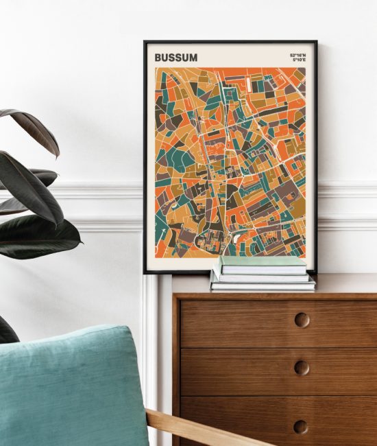 Plattegrond poster Licht Bussum mozaiek stl 06 Mockup stoel kast lijst 03 | Funky Fellow
