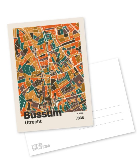 Plattegrond poster Licht Bussum mozaiek stl 06 mockup A6 schaduw voor en achter | Funky Fellow