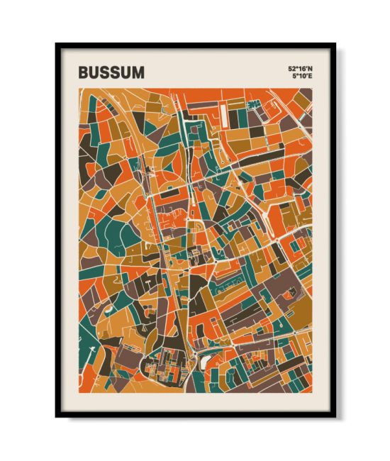 Plattegrond poster Licht Bussum mozaiek stl 06 mockup lijst 05 | Funky Fellow
